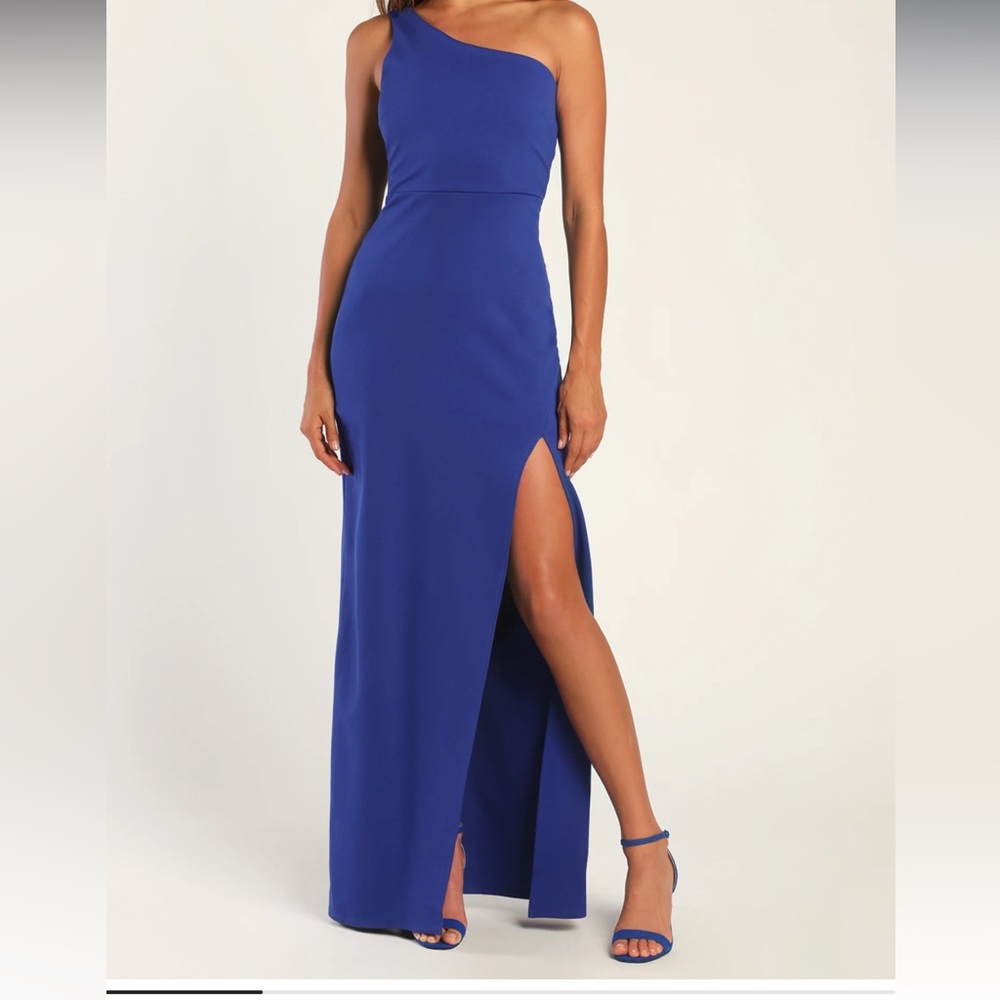 Royal blue one shoulder maxi dress